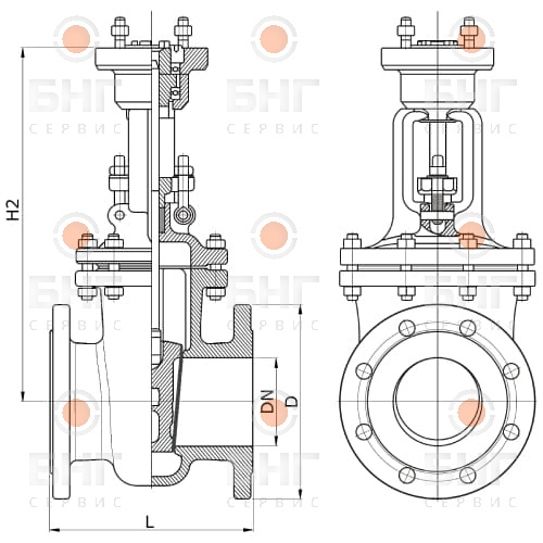 Задвижка стальная 30с15нж DN 200 PN 40 чертеж