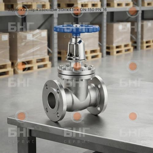 Задвижка нержавеющая 30нж41нж DN 150 PN 16 чертеж